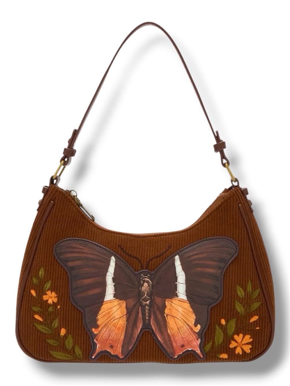 Butterfly Patch Corduroy Shoulder Bag - NWT